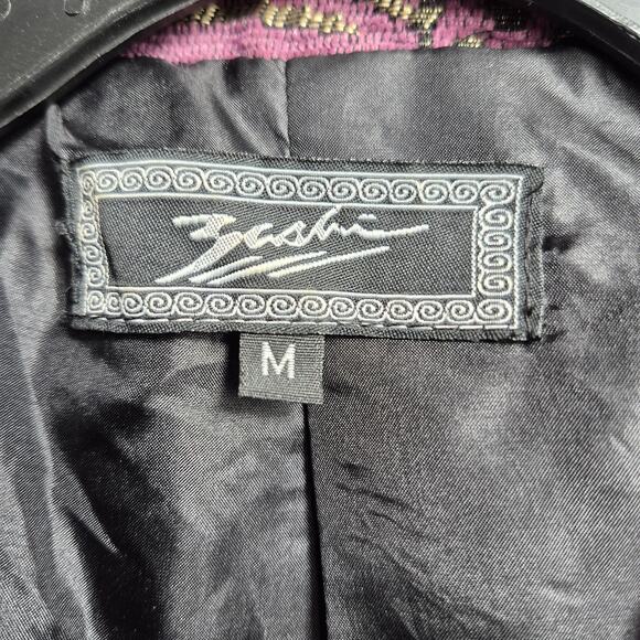 Zashi Vintage Purple Blue Red Metallic Tapestry BOHO Jacket Blazer Coat Medium - Picture 3 of 3